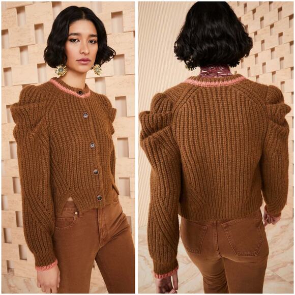 Ulla Johnson Elle Alpaca Blend Statement Sleeve Cardigan Sweater XS / P - Picture 1 of 11